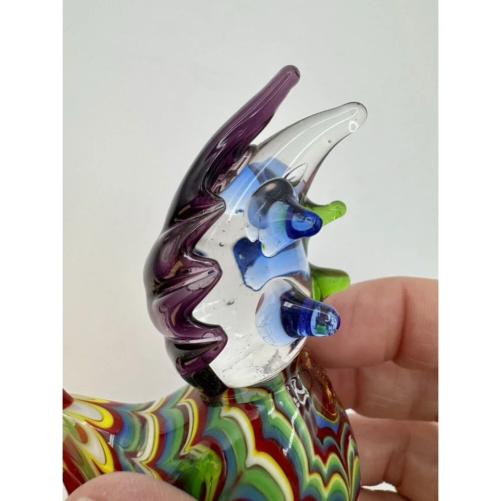 Fitz & Floyd FF Art Glass Menagerie Rooster Hen Chicken 3